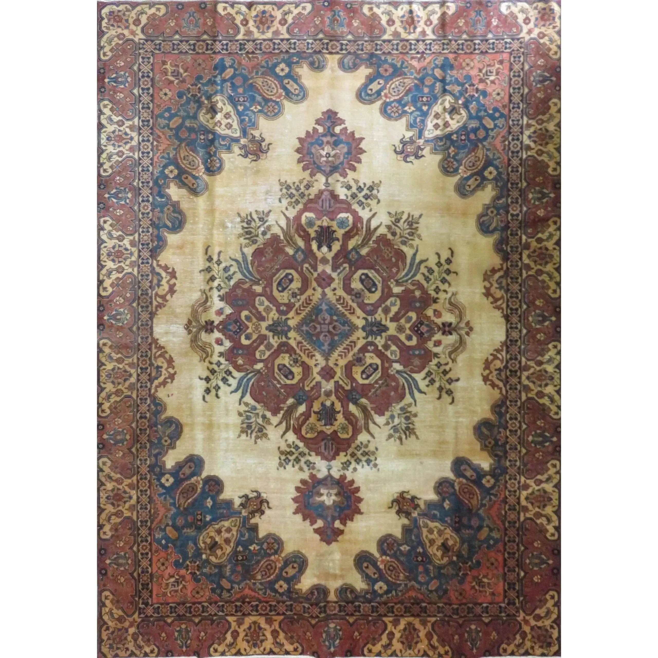 Hand-Knotted Antique Vintage Rug 12'1" x 8'9"